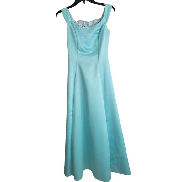 Gunne Sax Jessica McClintock Blue Beaded Evening Dress Women's Size 3/4 - Picture 1 of 16